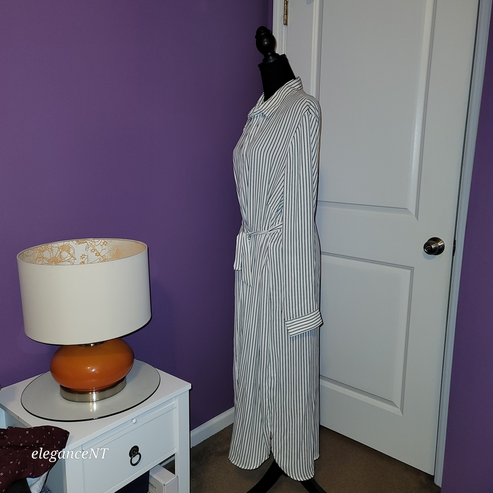 Forever 21 Black and White Belted Striped Cardigan SZ: 1X - Picture 5 of 9